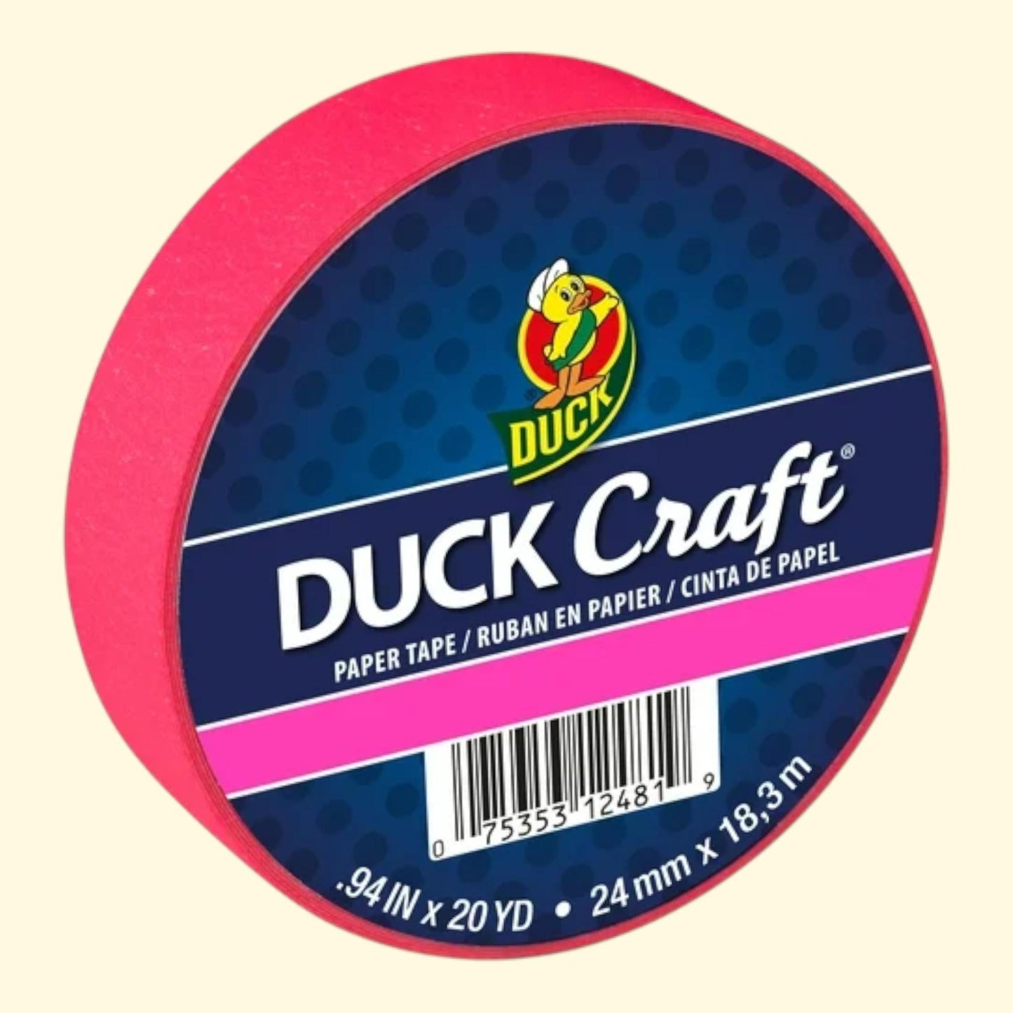Duck Craft Paper Tapes, Neon Pink, 20 Yards