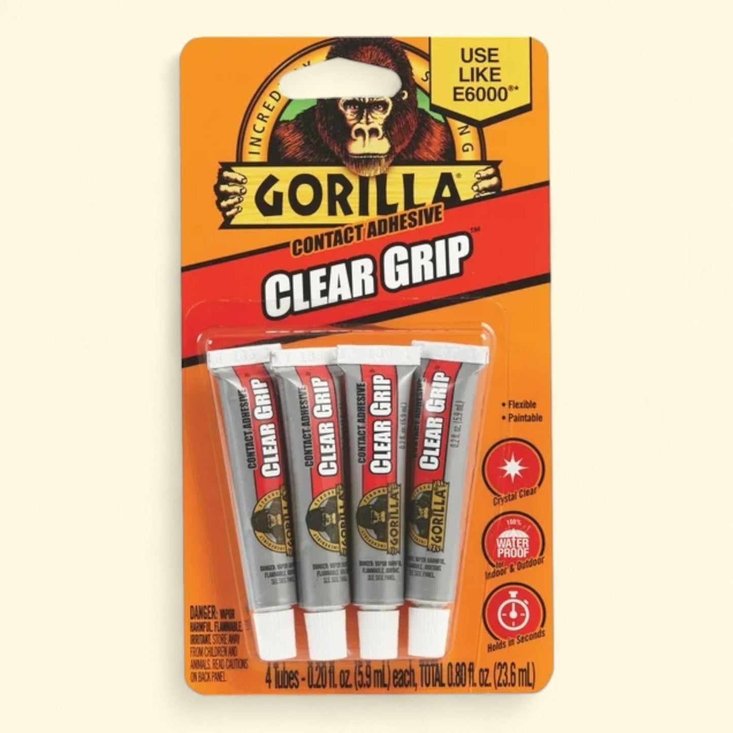 Gorilla Clear Grip Contact Glue, 5g, 4 Count