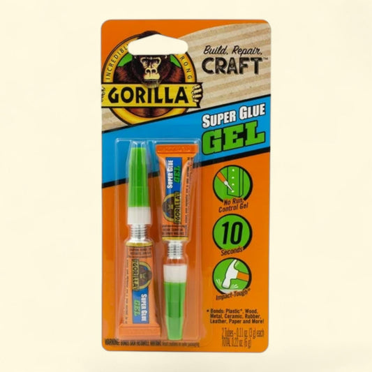 Gorilla Super Glue Gel, Mini Tubes 3g, 2 Count
