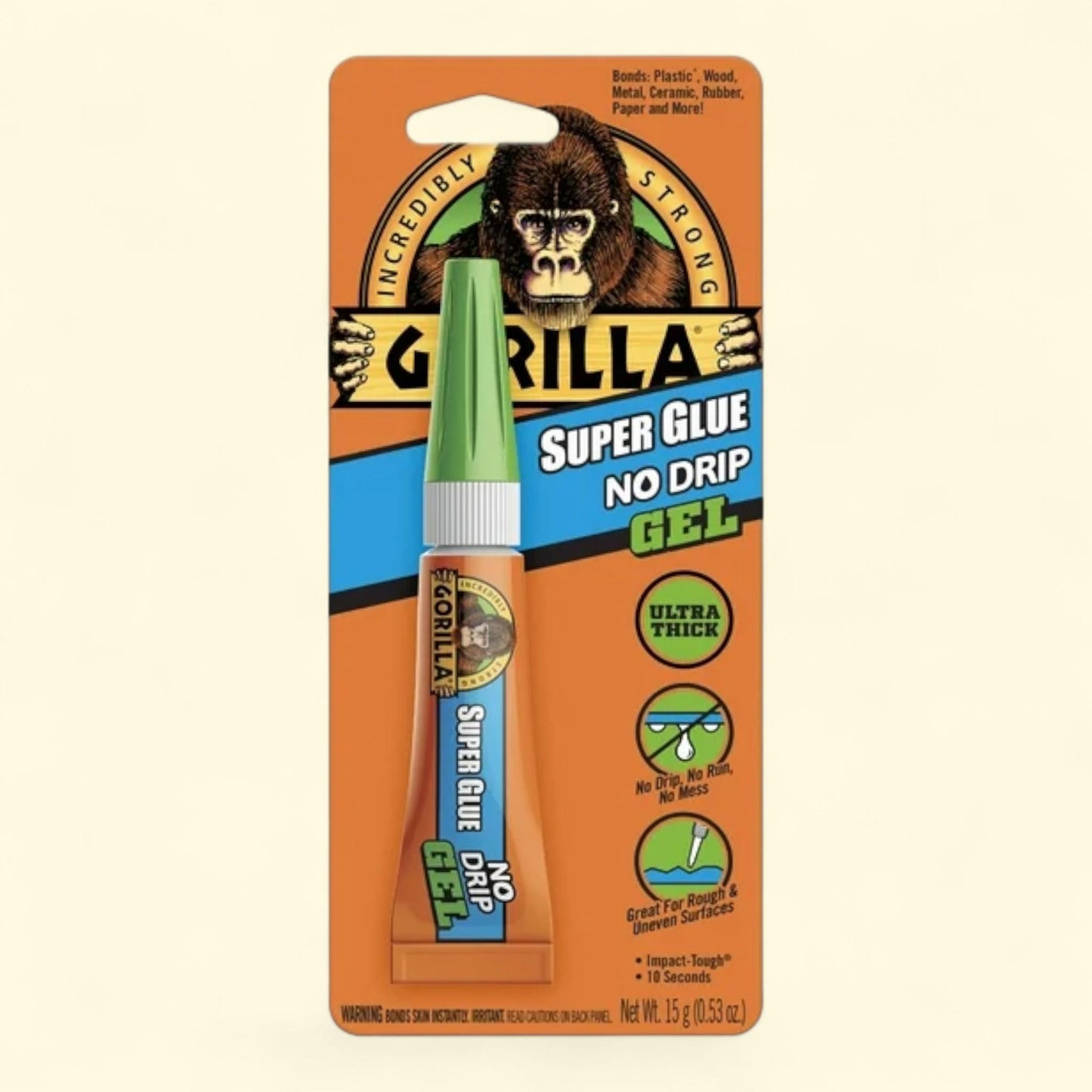 Gorilla Super Glue No Drip Gel, 15 g