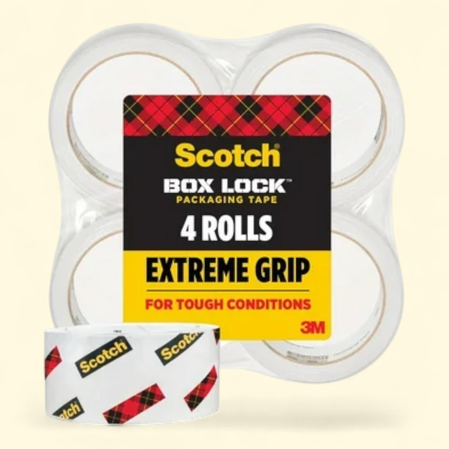 Scotch Packaging Tape, Clear, 1.88 in. x 54.6 yd, 4 Rolls