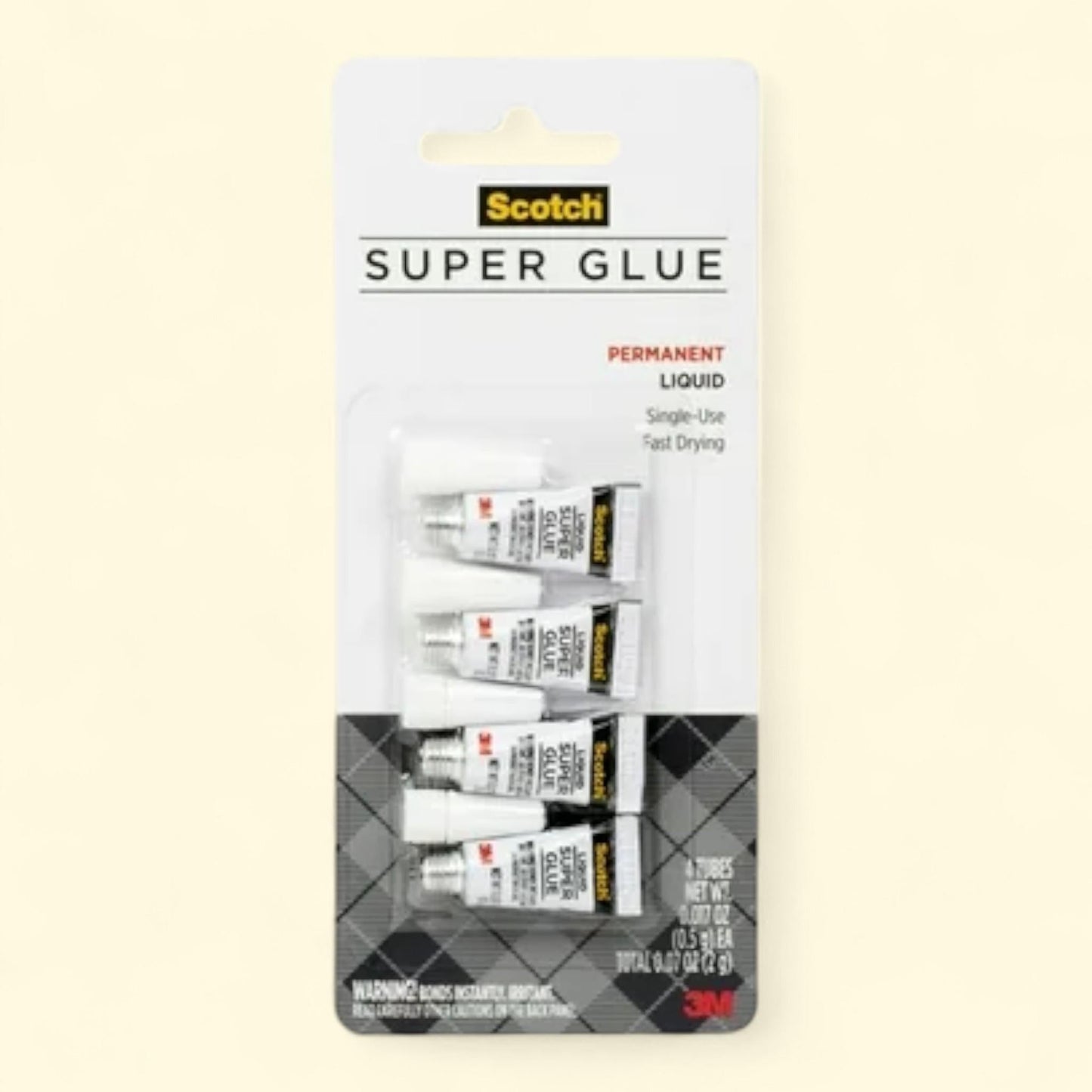 Scotch Permanent Liquid Super Glue, .07 oz/Tube, 4 Count