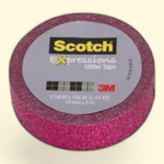 Scotch Expressions Glitter Tape, Hot Pink Glitter, .59" x 196", 1 Roll