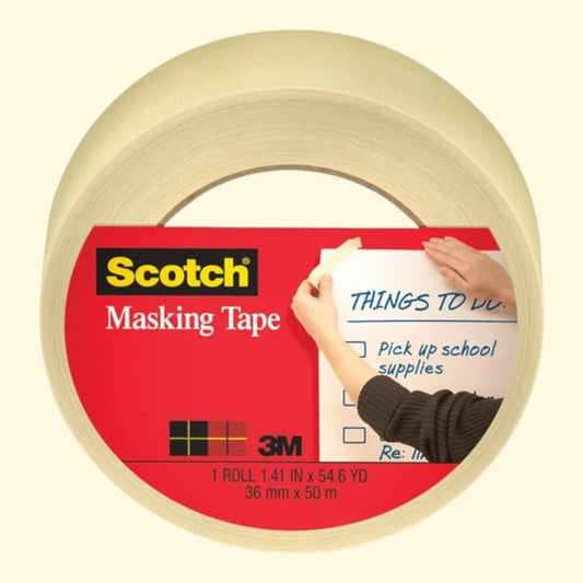 Scotch Masking Tape, Tan, 1-1/2 in. x 55 yds.