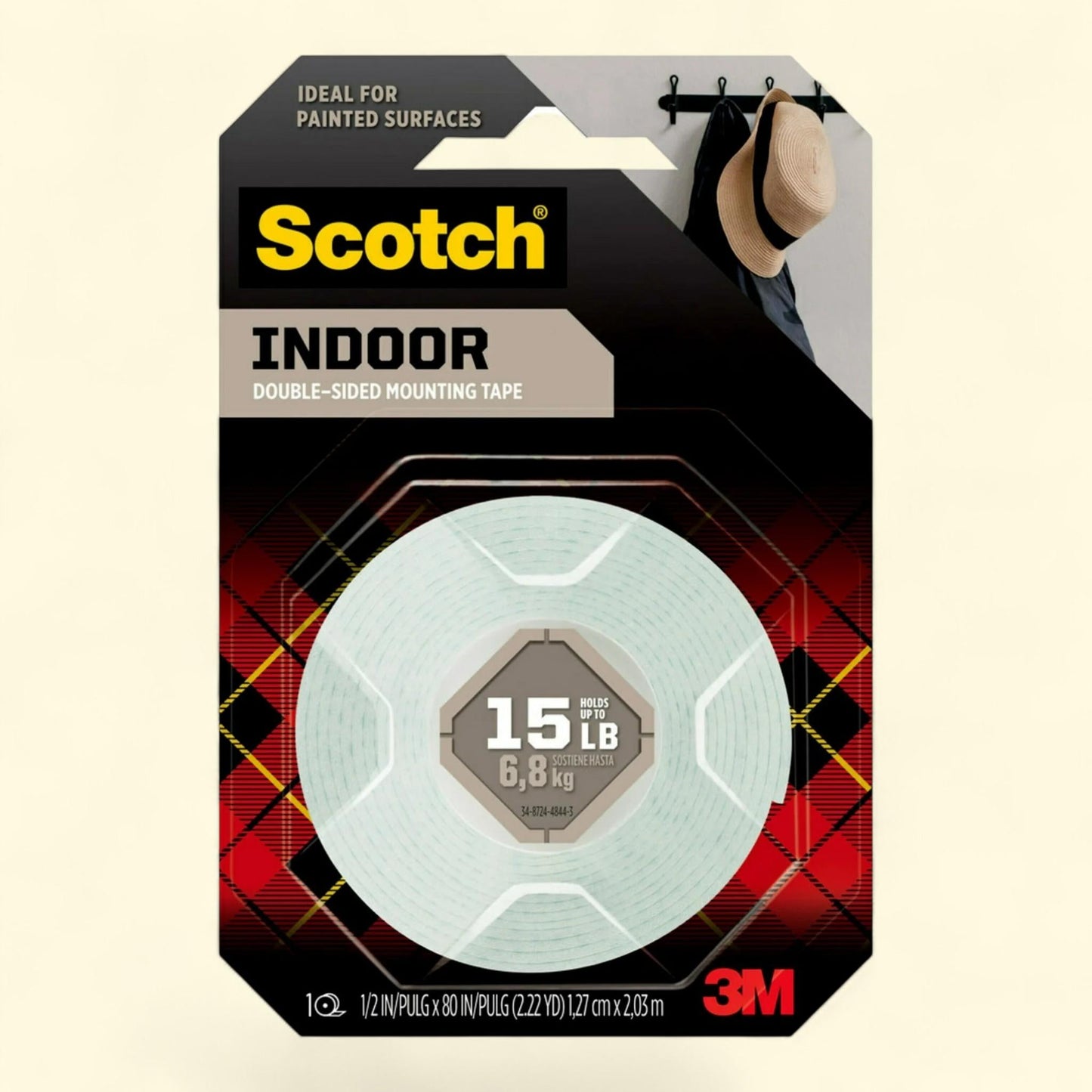 Scotch Mounting Tape, 1/2 in x 80 in, 1 Roll