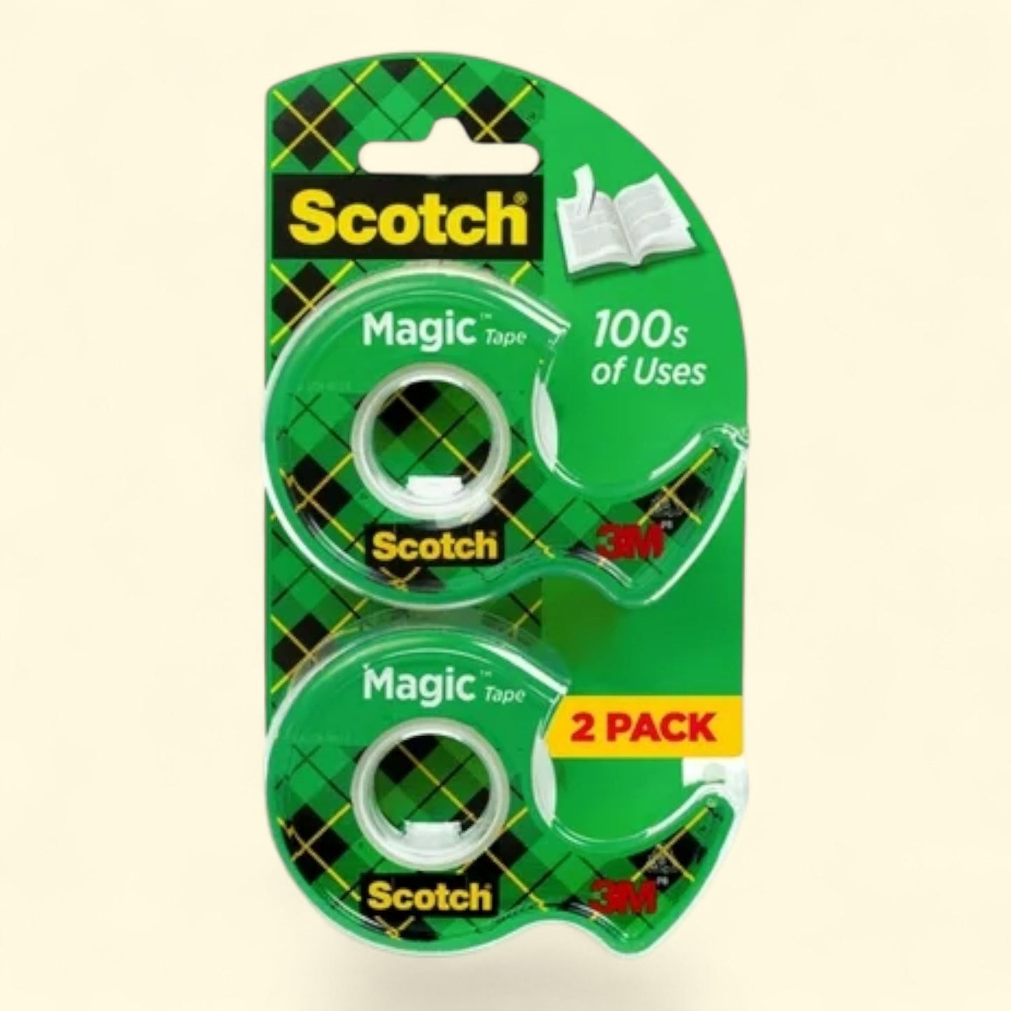 Scotch Magic Tape Dispenser, 3/4 in x 600 in, 2 Dispensers
