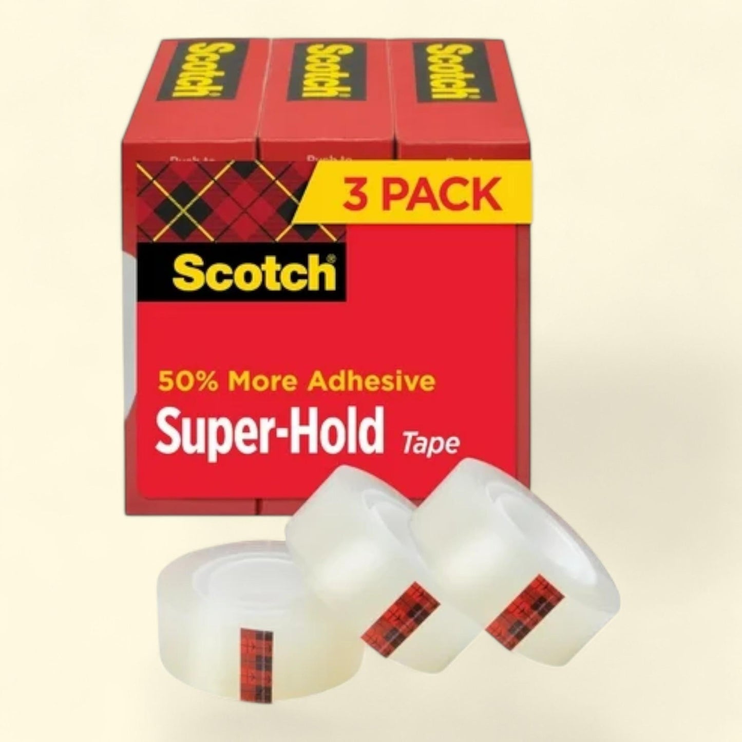 Scotch Super Hold Tape, Clear, 3/4 in x 800 in, 3 Rolls