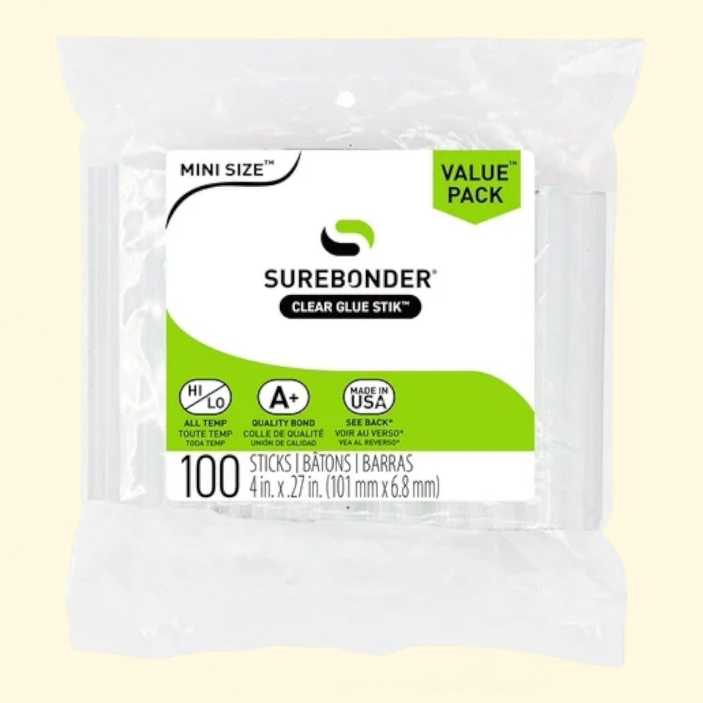 Surebonder Mini Hot Glue Sticks, 100 Pack