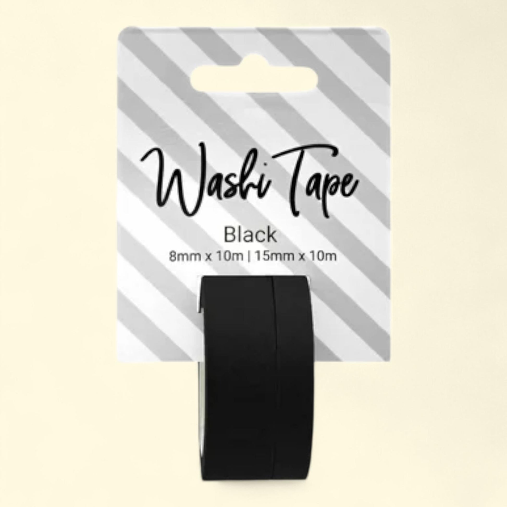 Washi Tape Solid Black, 8 & 15mm x 10m — authentic US product shipped worldwide by Treatspree