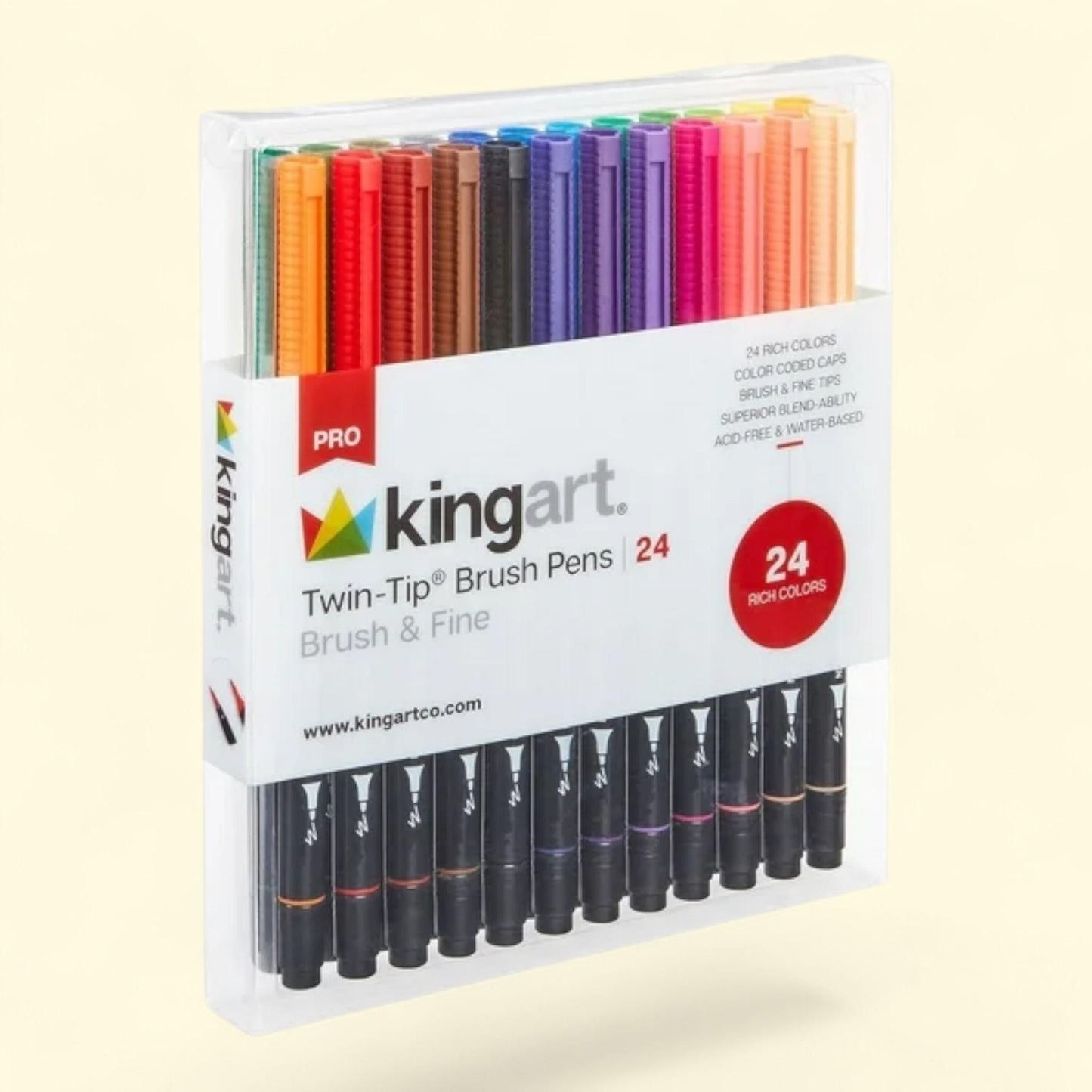 Kingart Pro Brush Pens, 24 Colors — authentic US product shipped worldwide by Treatspree