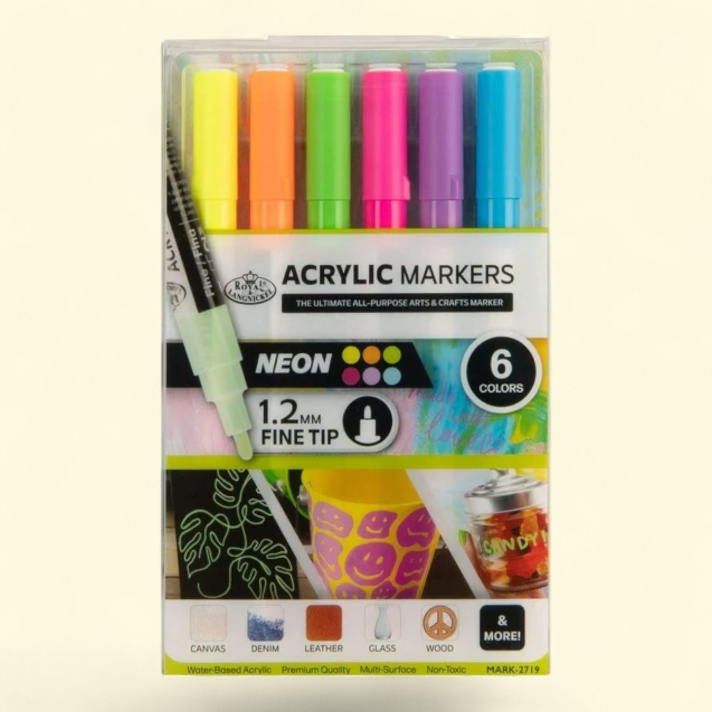 Royal & Langnickel Acrylic Markers, 6 Piece, 1.2mm, Neon