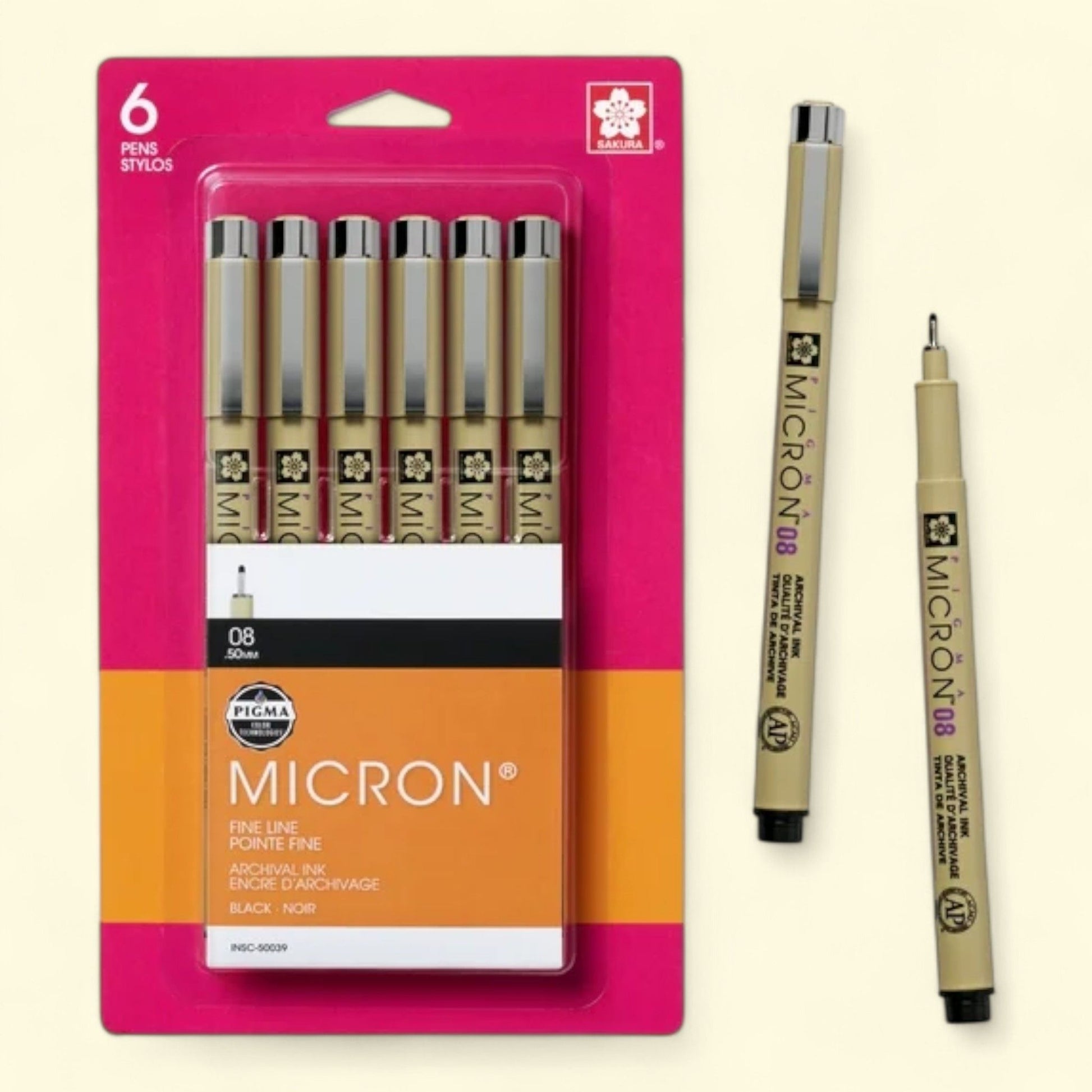 Sakura Pigma Micron Fineliner Pens, 08 Point Size, 6 Pack — authentic US product shipped worldwide by Treatspree