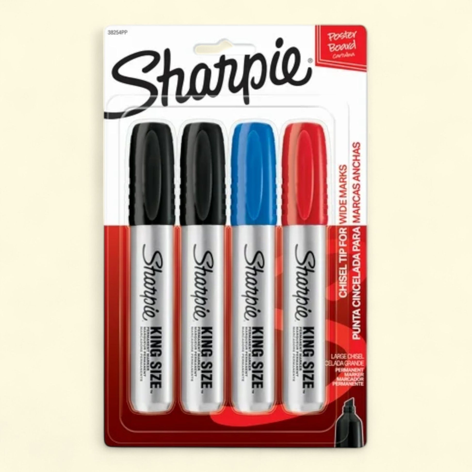 Sharpie King Size Permanent Marker, Large Chisel Tip, 4 Count — authentic US product shipped worldwide by Treatspree