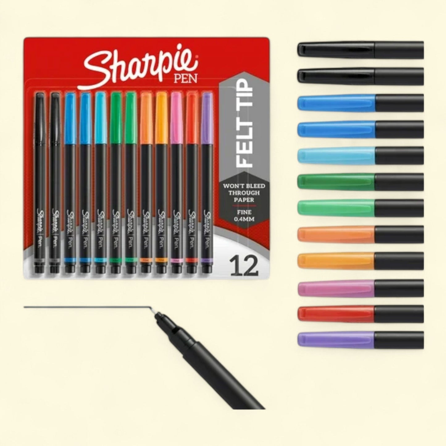 Sharpie Pens, Felt Tip Pens, Fine Point, 12 Count — authentic US product shipped worldwide by Treatspree