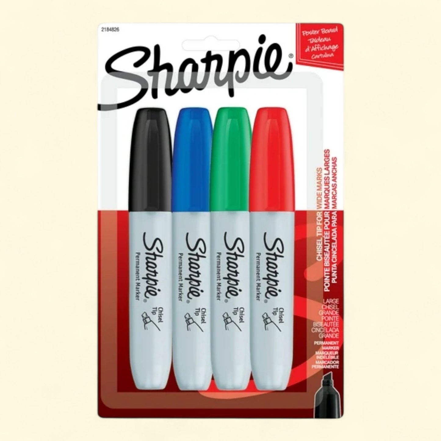Sharpie Permanent Markers, Chisel Tip, 4 Count
