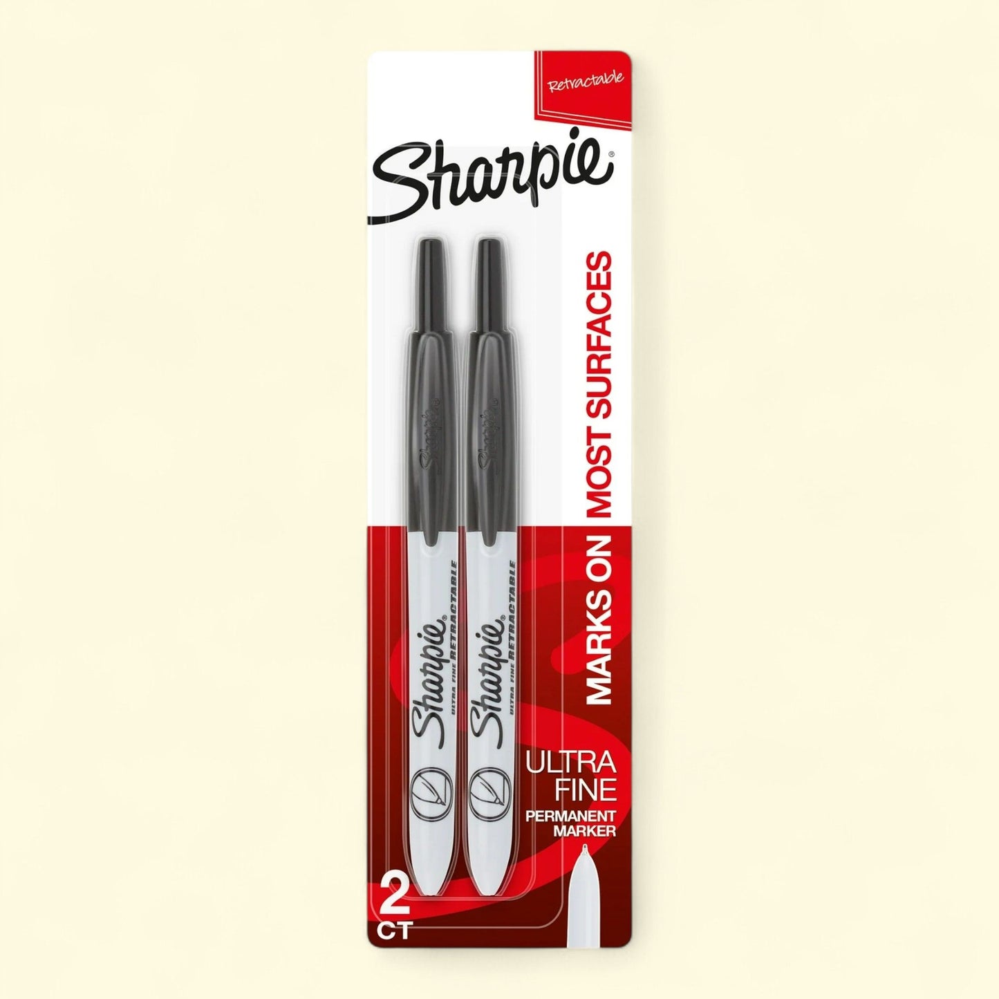 Sharpie Ret Retractable Permanent Markers, Ultra Fine Tip, 2 Count