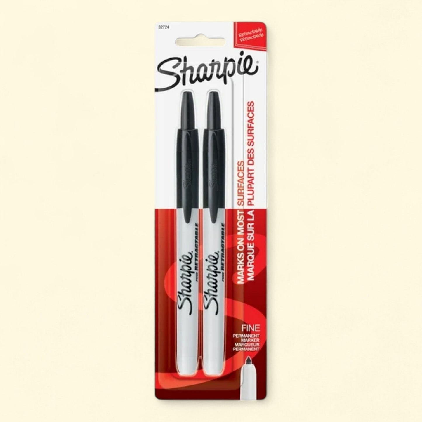Sharpie Permanent Markers, Fine Point, Black, 2 Count
