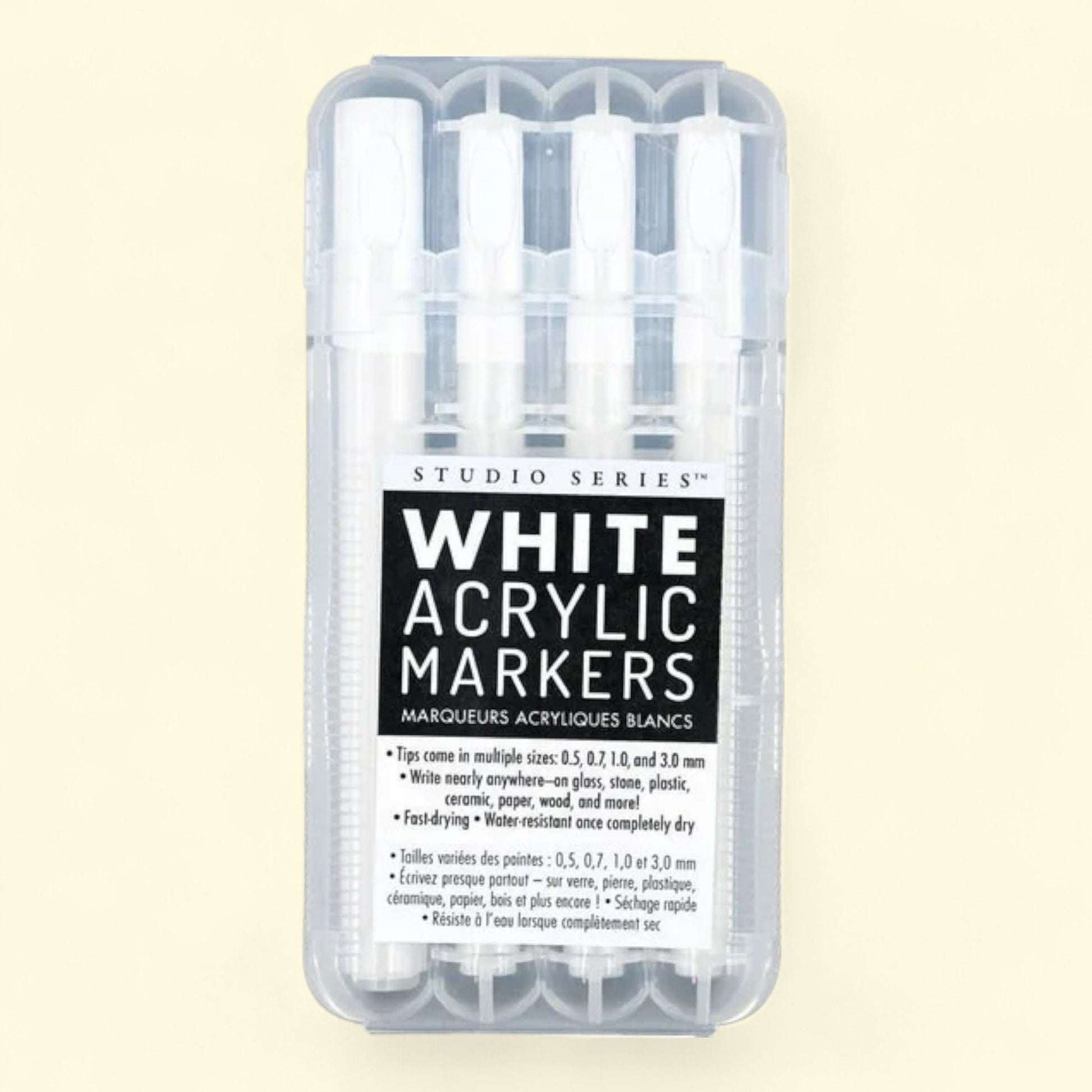 Studio Series White Acrylic Markers, Set of 4, Different Tip Sizes — authentic US product shipped worldwide by Treatspree