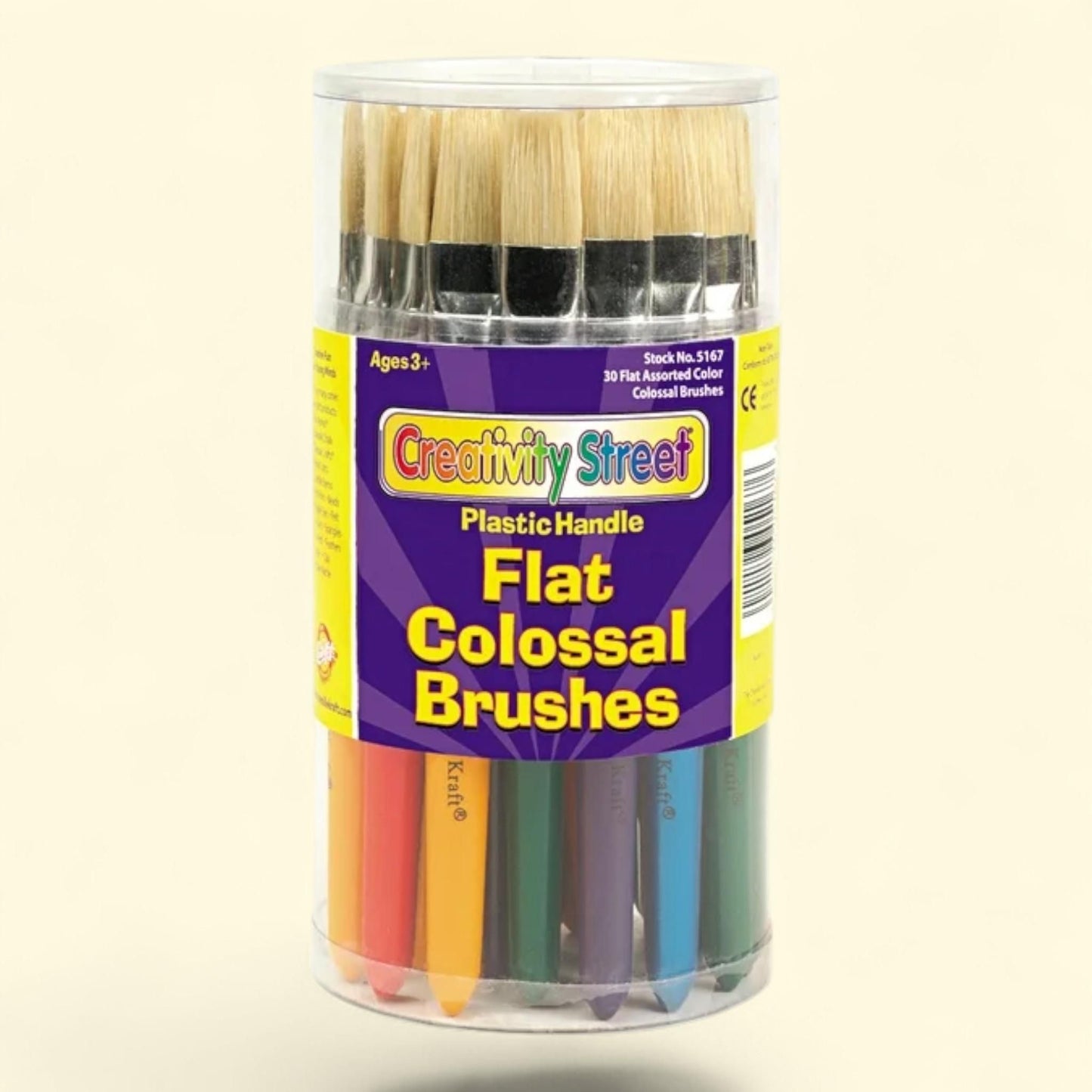 Creativity Street Colossal Brush, Natural Bristle, Flat, 30/Set