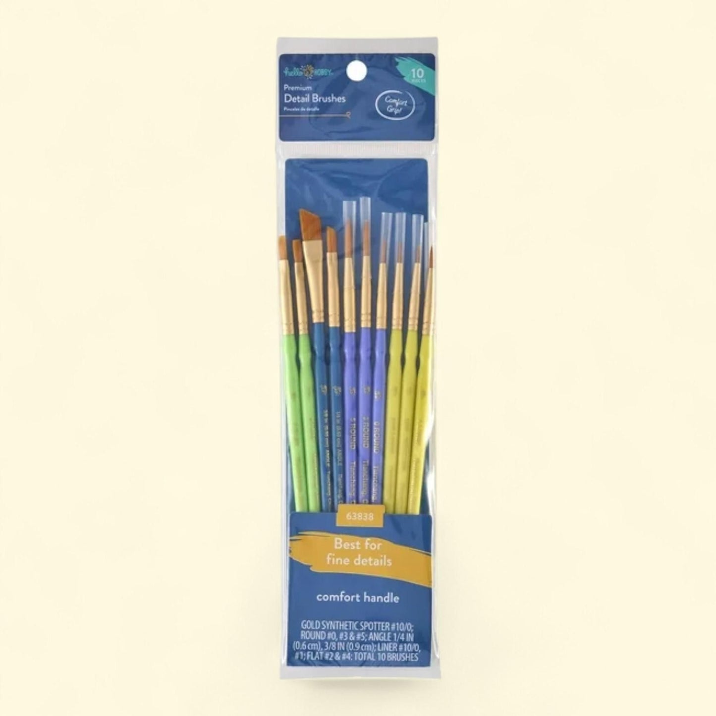 Hello Hobby Detail Synthetic Paint Brush Set, 10 Pc