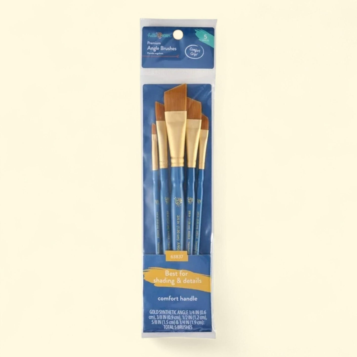 Hello Hobby Angle Synthetic Paint Brush Set, 5 Pc