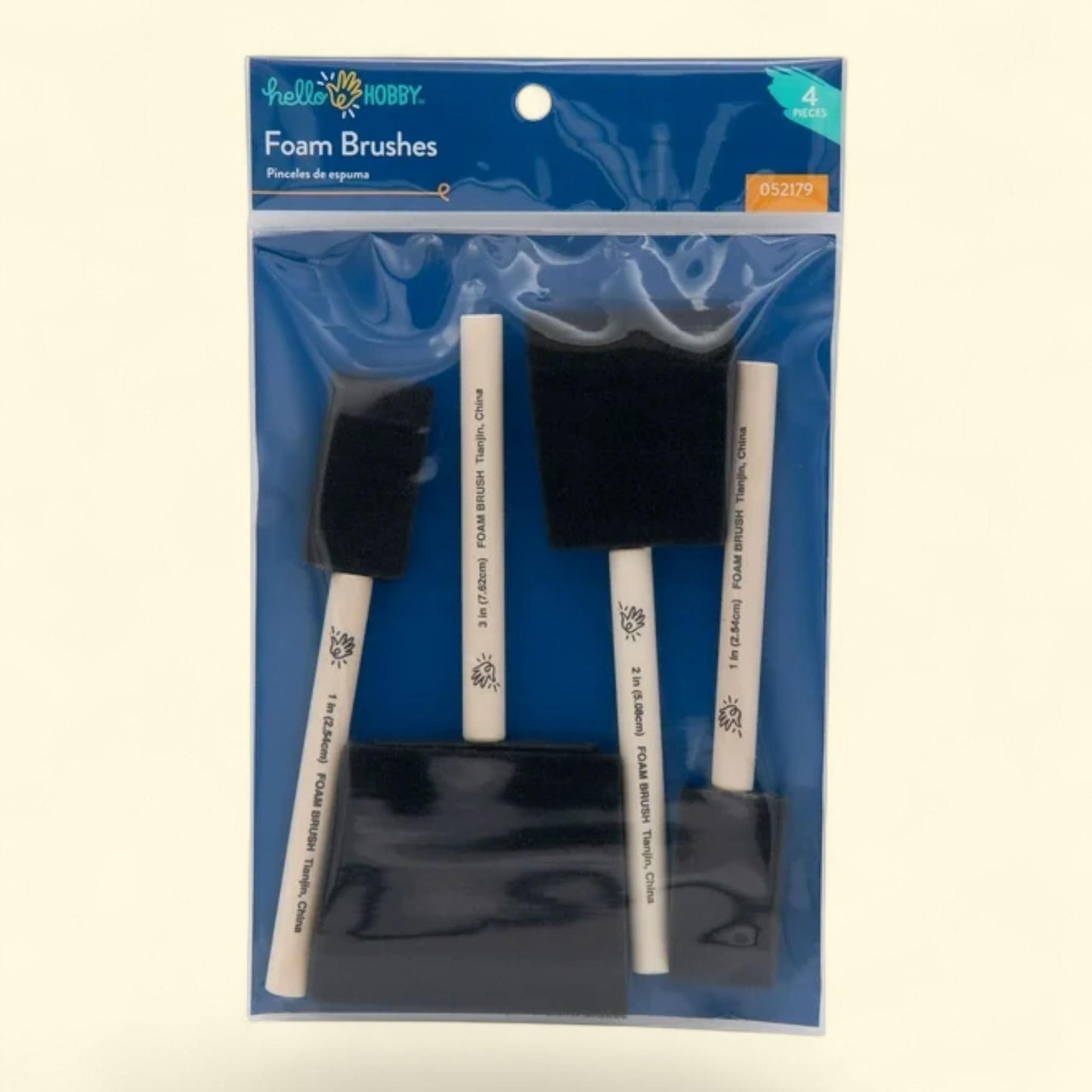 Hello Hobby Craft Black Foam Brush 4pc Set, Adult, Teens