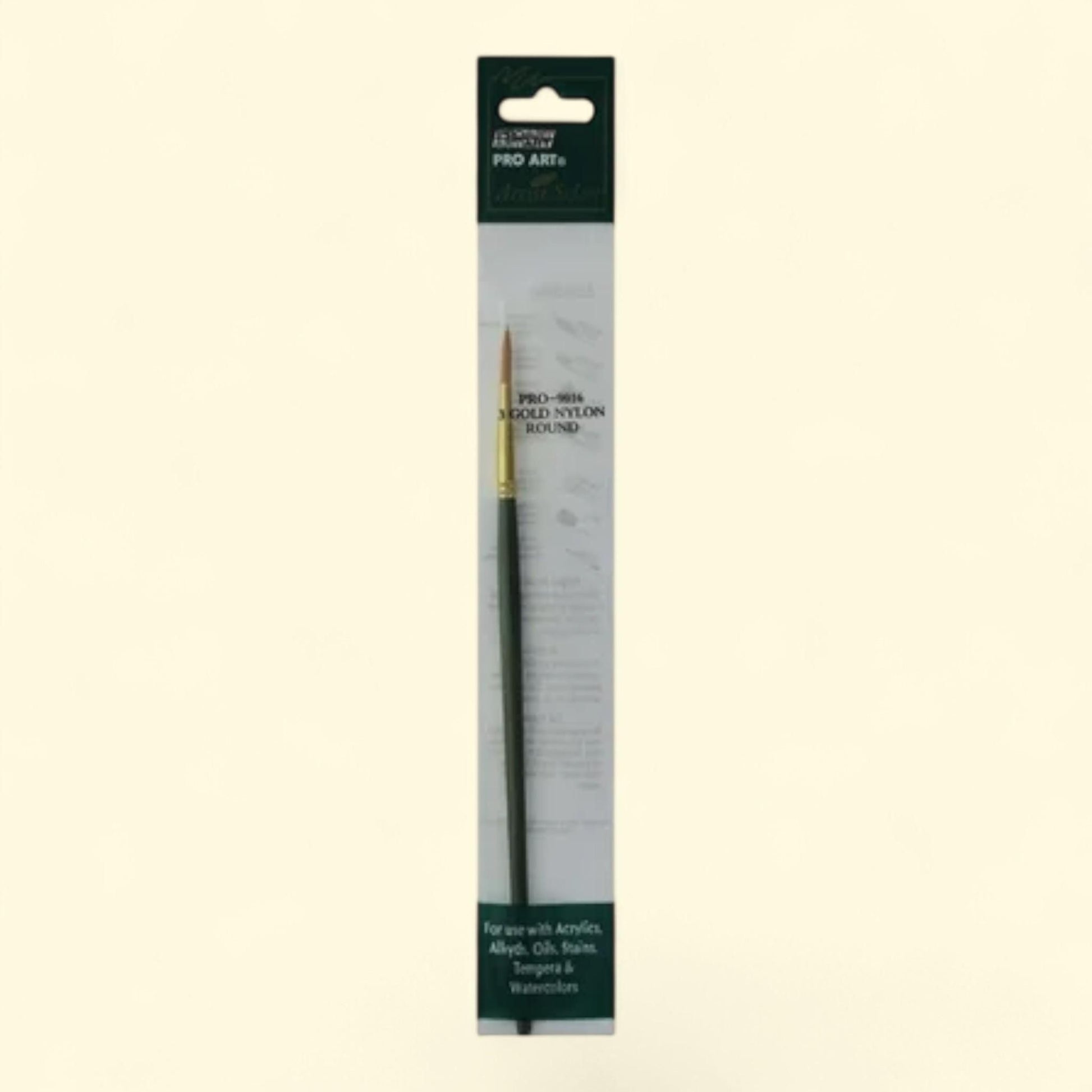 Pro Art Brush Gold Nylon Round #3, Paint Brushes, Acrylic Paint Bru... — authentic US product shipped worldwide by Treatspree