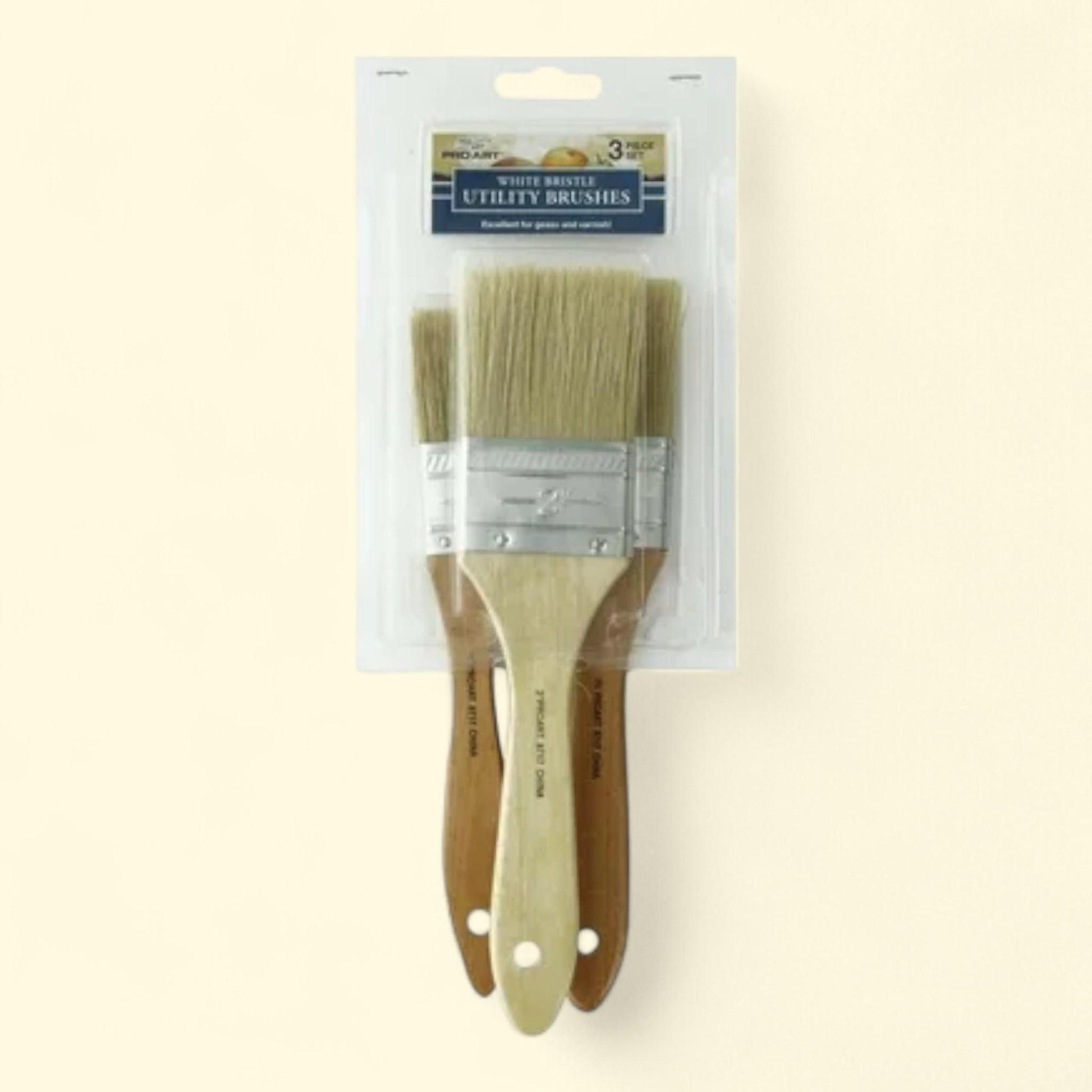 Pro Art Brush, White Bristle Utility, 3pc — authentic US product shipped worldwide by Treatspree