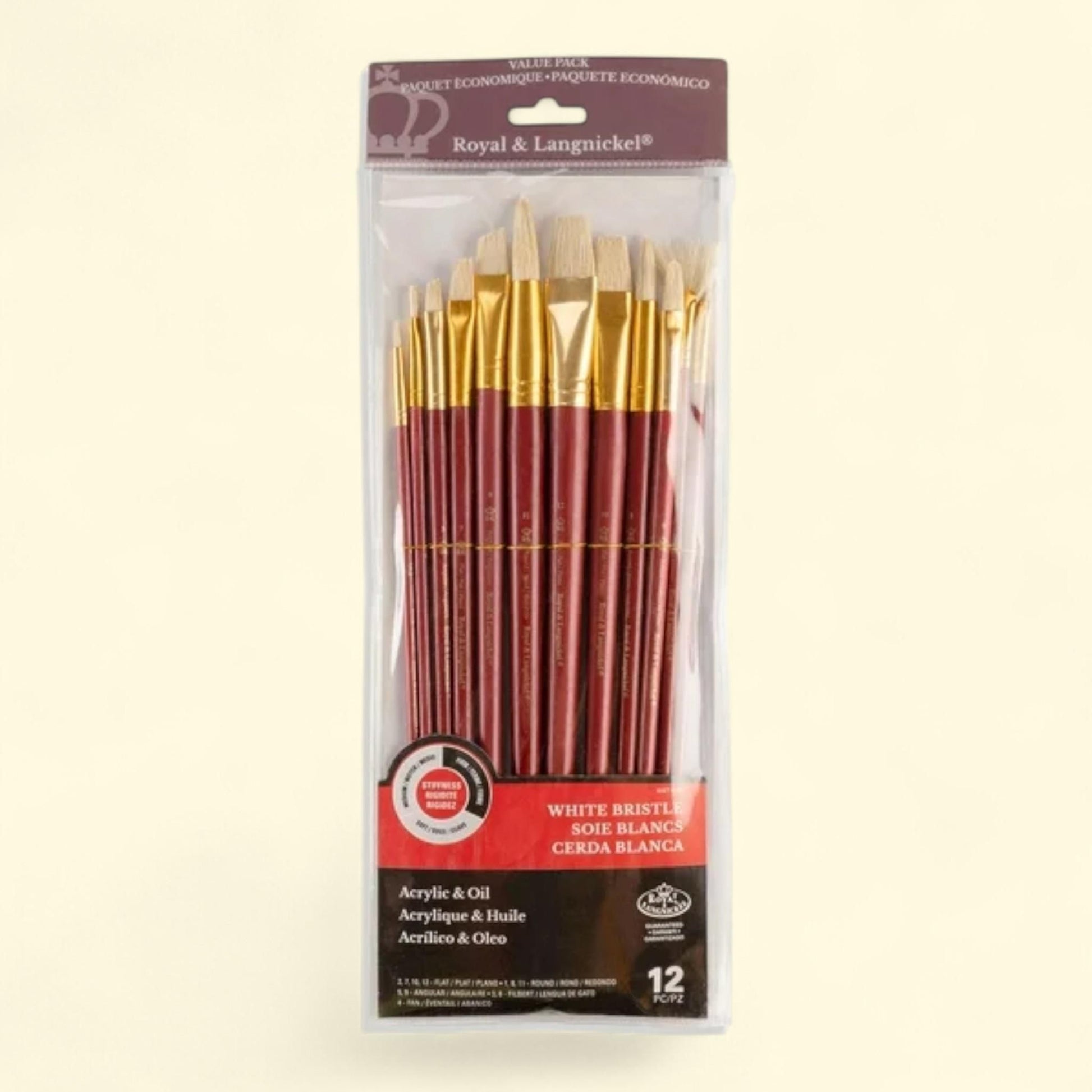 Royal & Langnickel White Bristle Long Handle Variety Brush Set, 12pc — authentic US product shipped worldwide by Treatspree