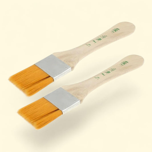 Unique Bargains Painter Wood Handle Nylon Bristle Oil Painting Art Brushes 1.3" Width, 2pcs