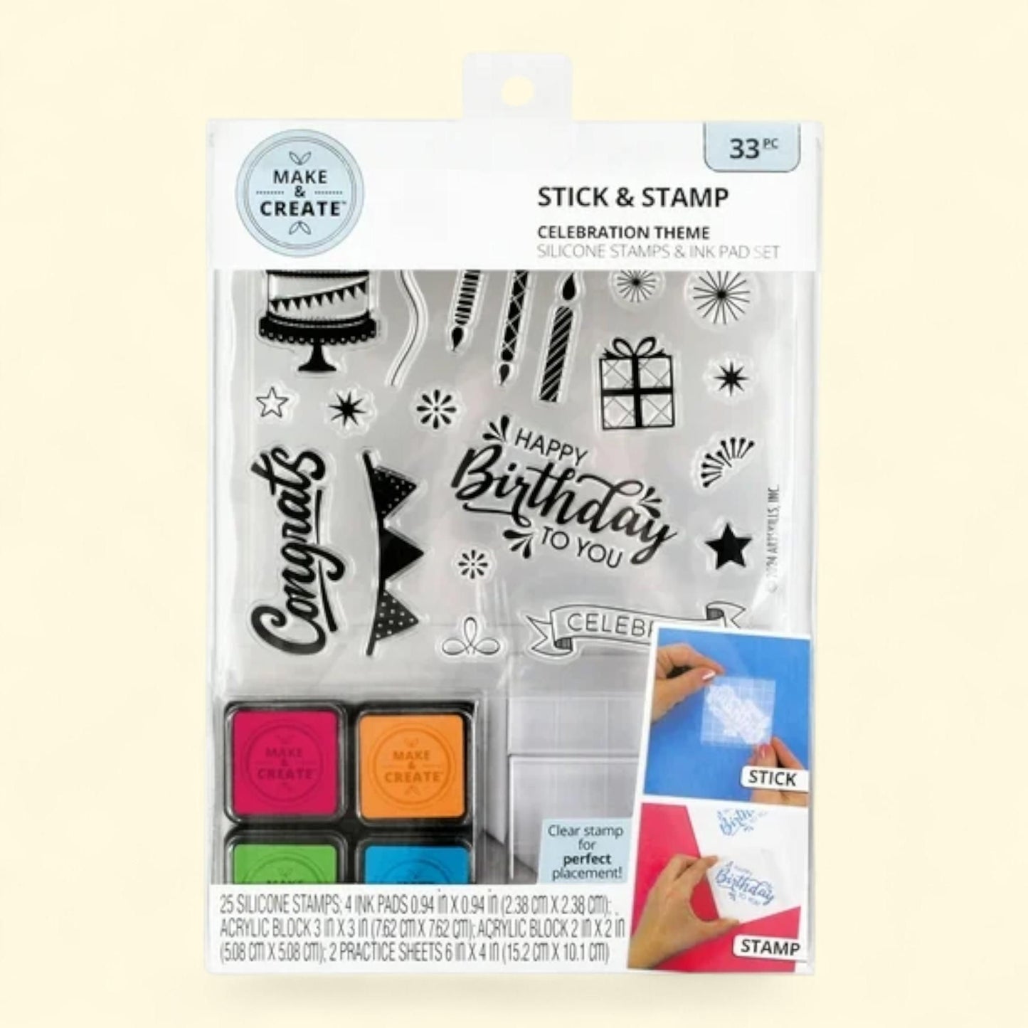 Make & Create Stick & Stamp Kit, Adult Crafts and Scrapbooking, Celebration, 1 ct