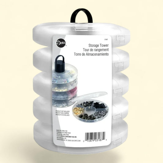 Dritz Storage Tower, Clear, Removable Compartments, 1 ct