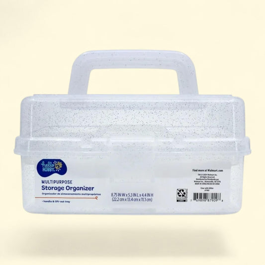 Hello Hobby Arts & Craft Storage Case, Clear with Glitter, Lift Out Tray, 1 ct