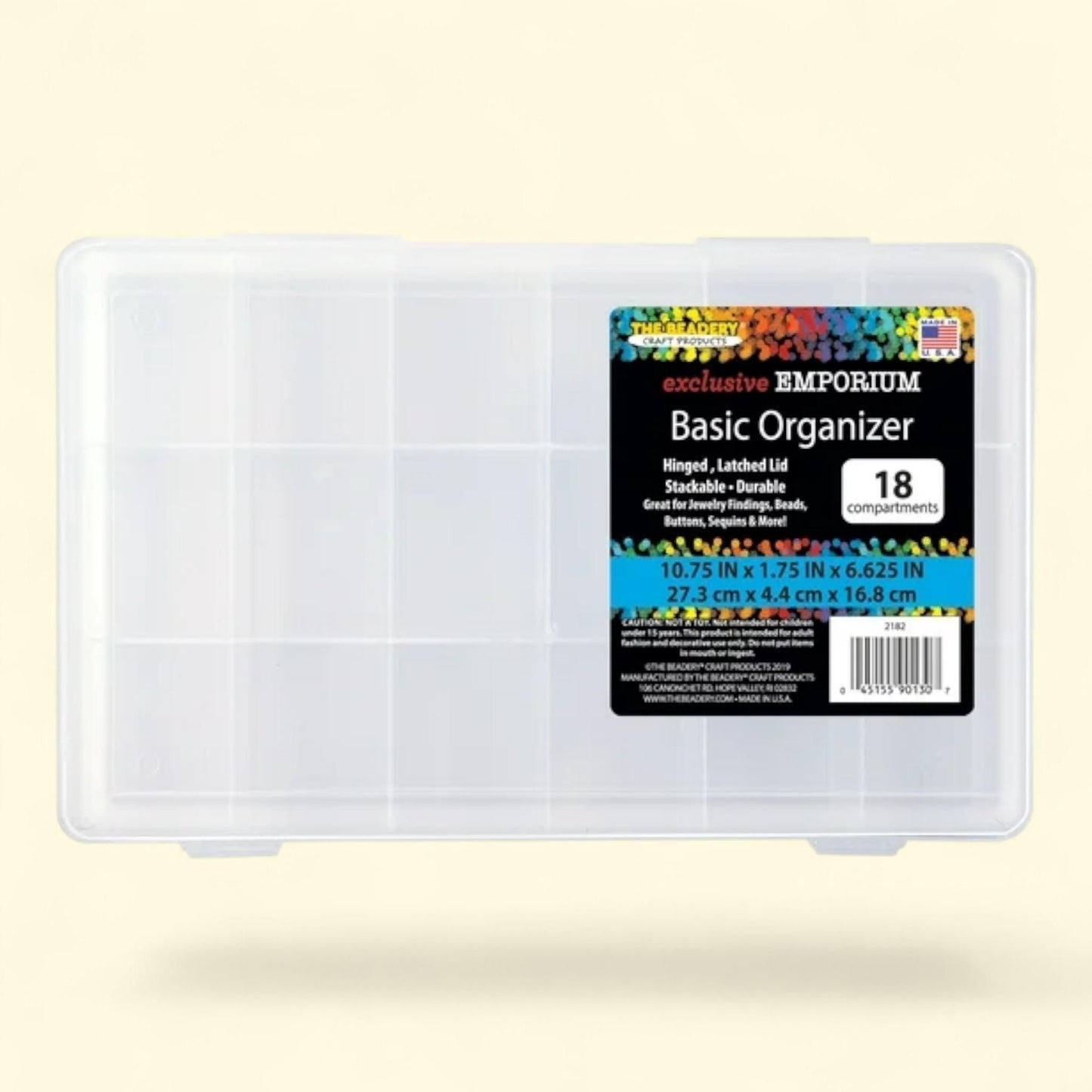 The Beadery - Basic Organizer Box, 18 Comp, Clear Plastic, 1 ct