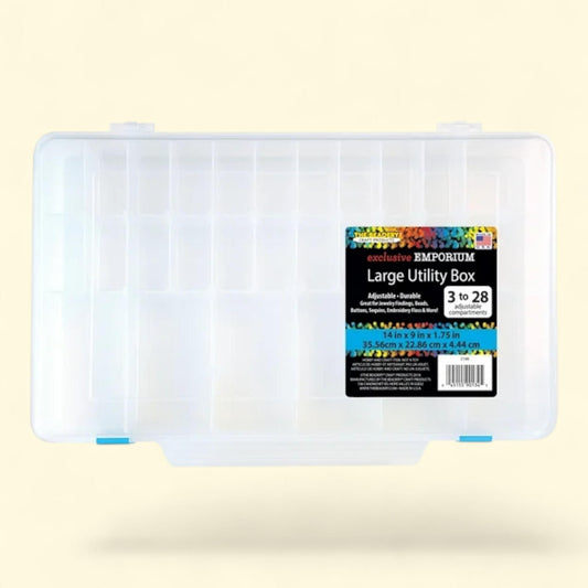 The Beadery Large Utility Box, 3-28 Compartments, Clear Plastic, 1 ct