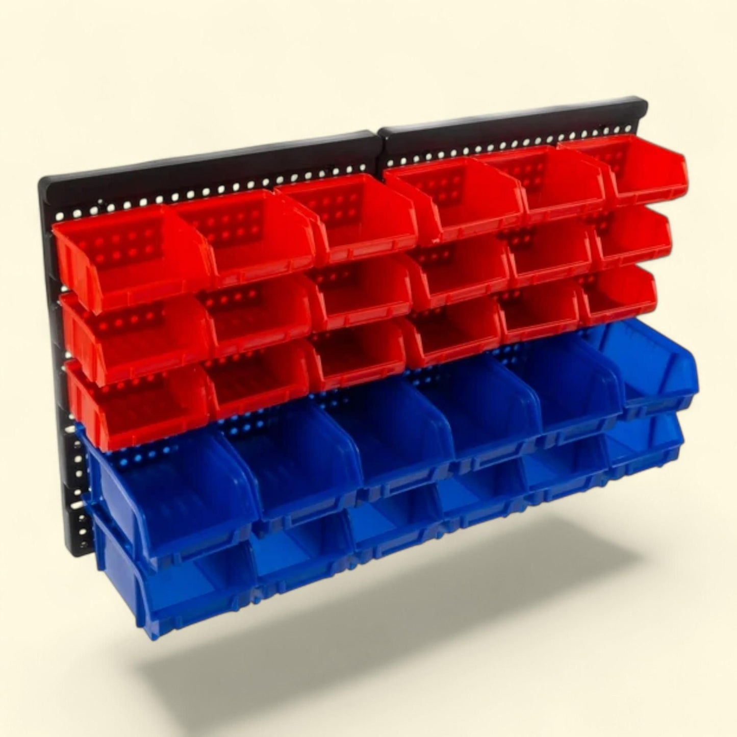 Stalwart Garage Storage Bins, 30-Compartment - Craft Storage, Tool Box Organizer Unit (Black/Red/Blue), 1 ct