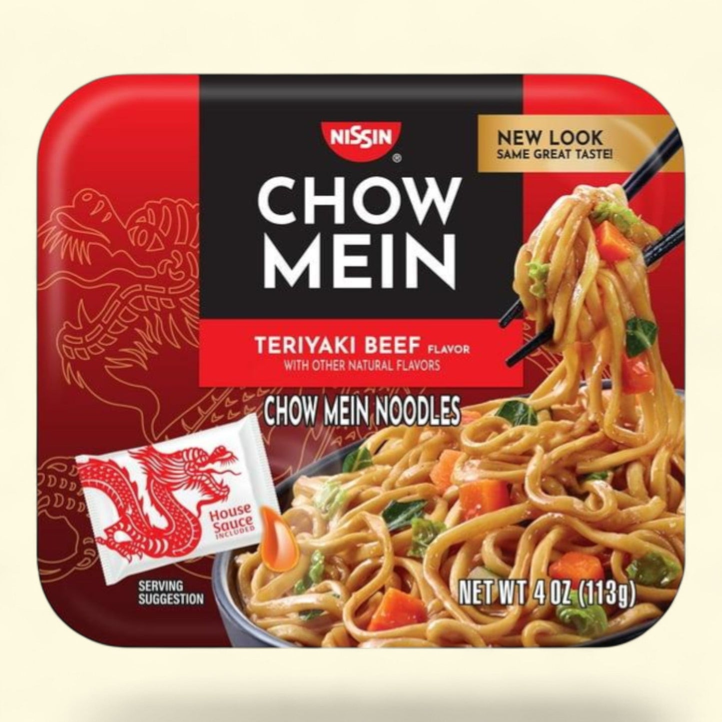 Nissin Foods Chow Mein Instant Noodles, Teriyaki Beef Flavor, 4.0 oz Tray