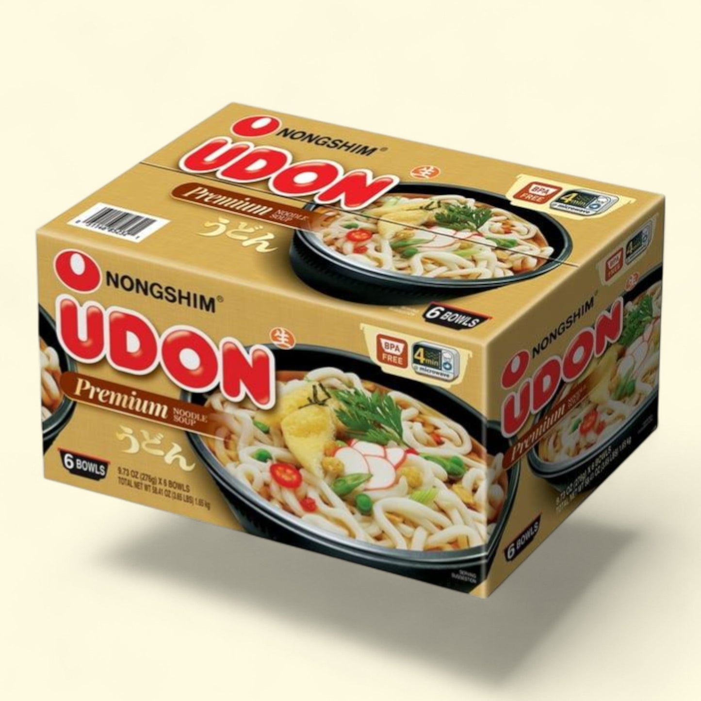 Nongshim Udon Noodle Soup Bowl, 9.73oz x 6 Count