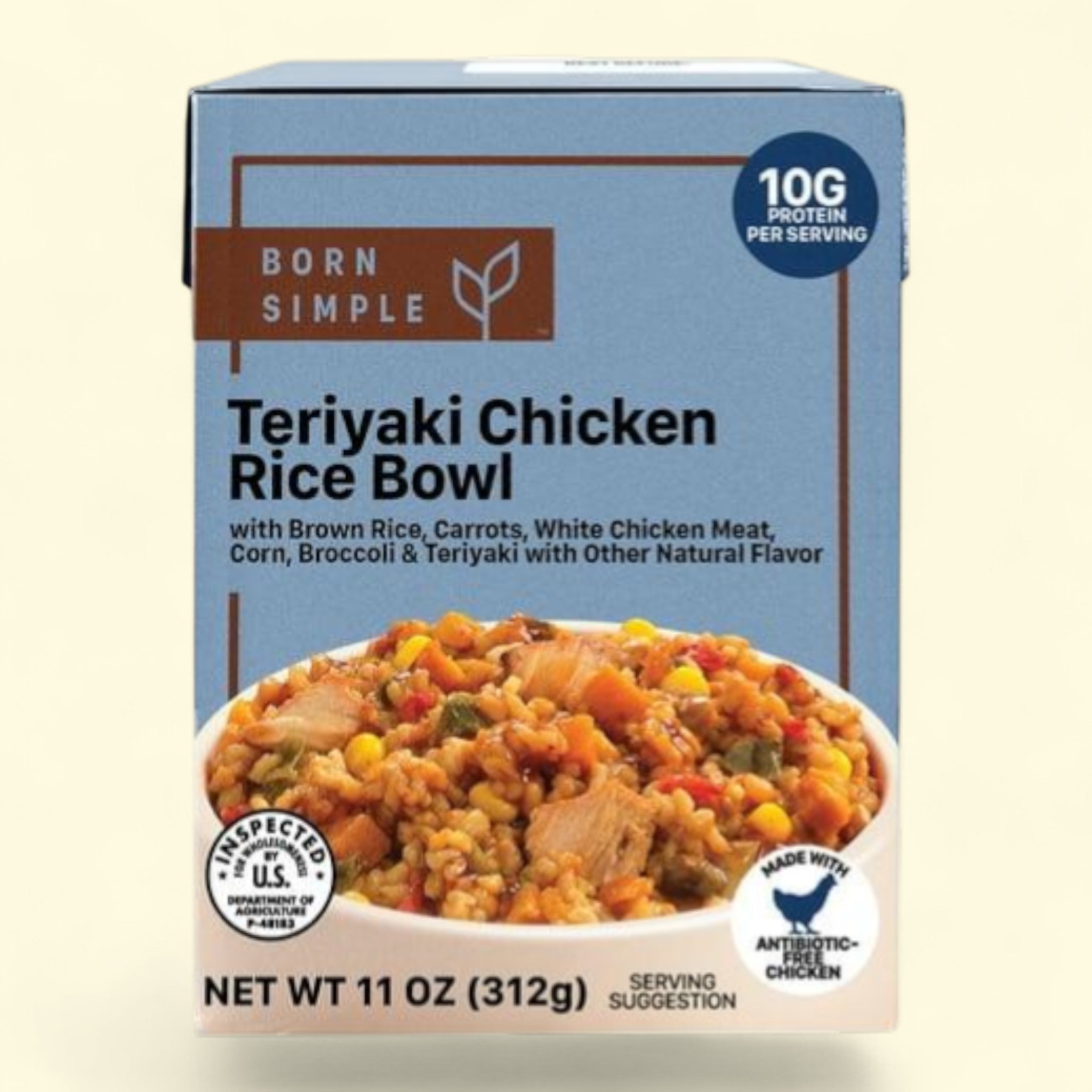 Born Simple Teriyaki Chicken Rice Bowl, 11 oz | Treatspree