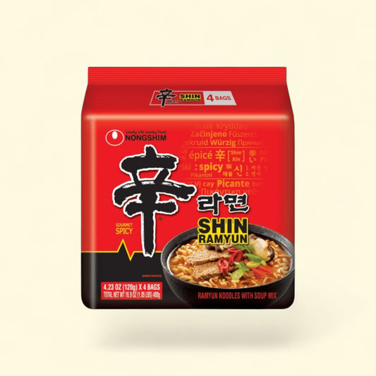 Nongshim Shin Ramyun Spicy Beef Ramen Noodle Soup, 4.2 oz x 4 — authentic US product shipped worldwide by Treatspree