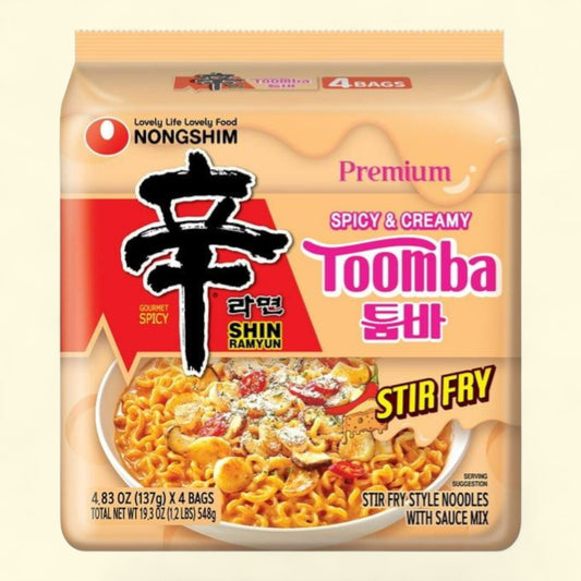 Nongshim Shin Toomba Stir Fry Creamy Ramen Noodle Soup Pack, 4.83 oz x 4 Count