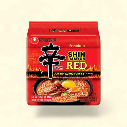Nongshim Shin Ramyun Red Ramen Noodle Soup, 4.4oz x 4 Count — authentic US product shipped worldwide by Treatspree