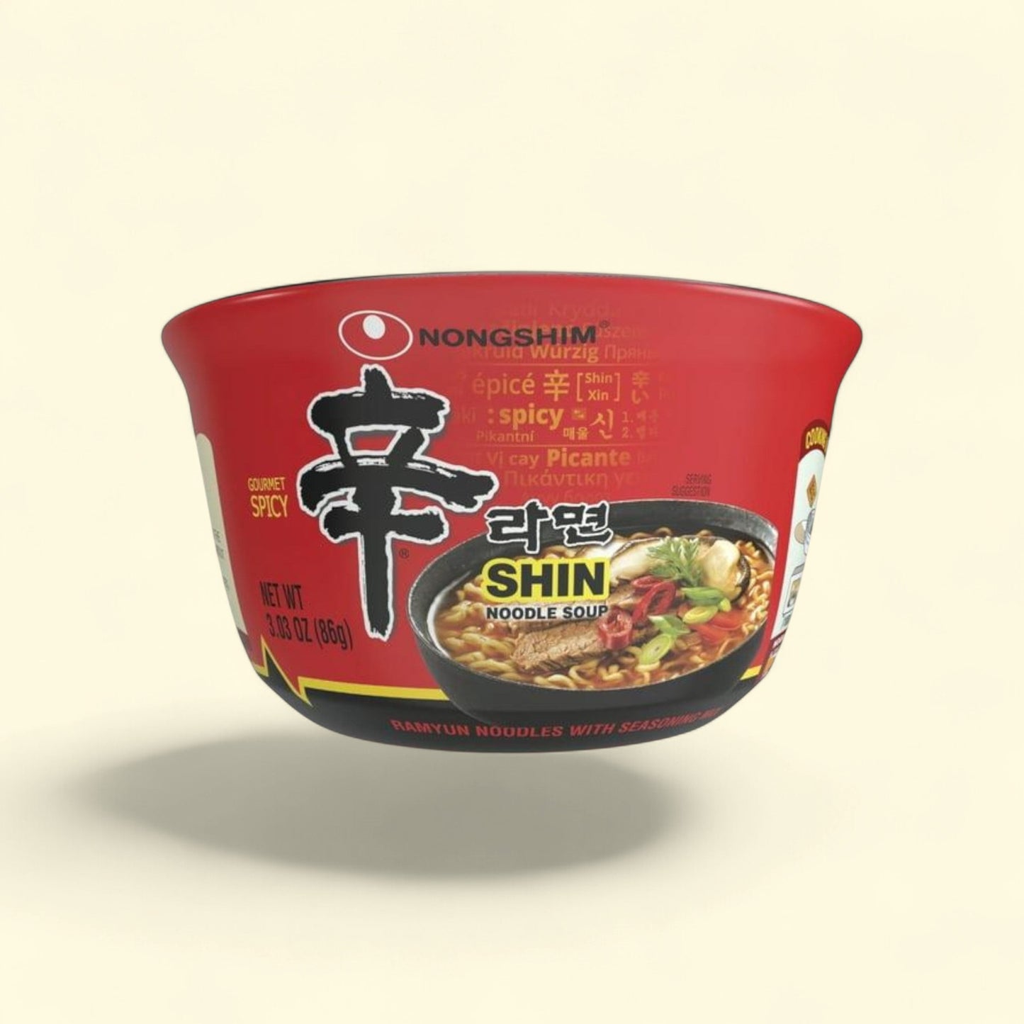 Nongshim Shin Ramyun Spicy Beef Ramen Noodle Soup Bowl, 3.03oz — authentic US product shipped worldwide by Treatspree