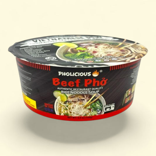 Pholicious Instant Beef Pho, Single Serve 3.6 Ounce Bowls