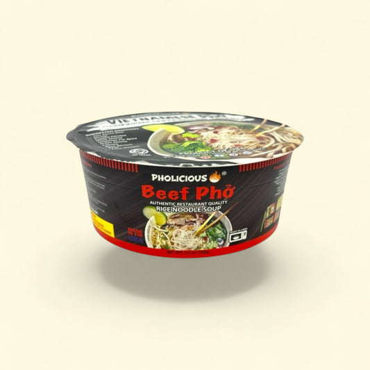 Pholicious Instant Beef Pho, Single Serve 3.6 Ounce Bowls — authentic US product shipped worldwide by Treatspree