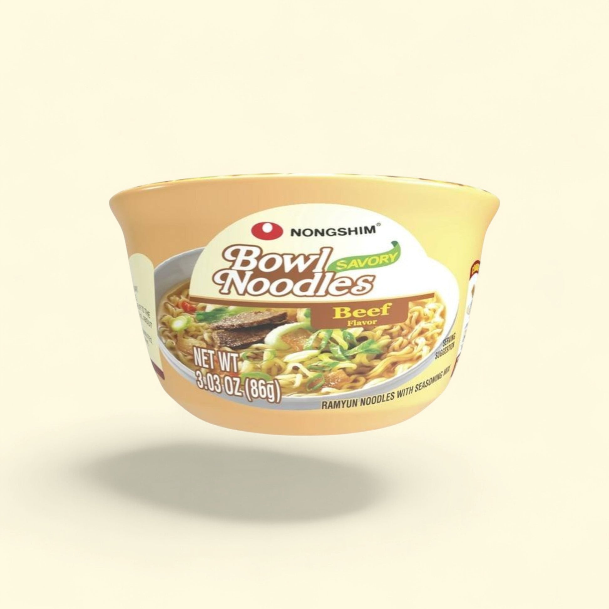 Nongshim Bowl Noodle Beef & Ginger Ramen Noodle Soup, 3.03 oz — authentic US product shipped worldwide by Treatspree