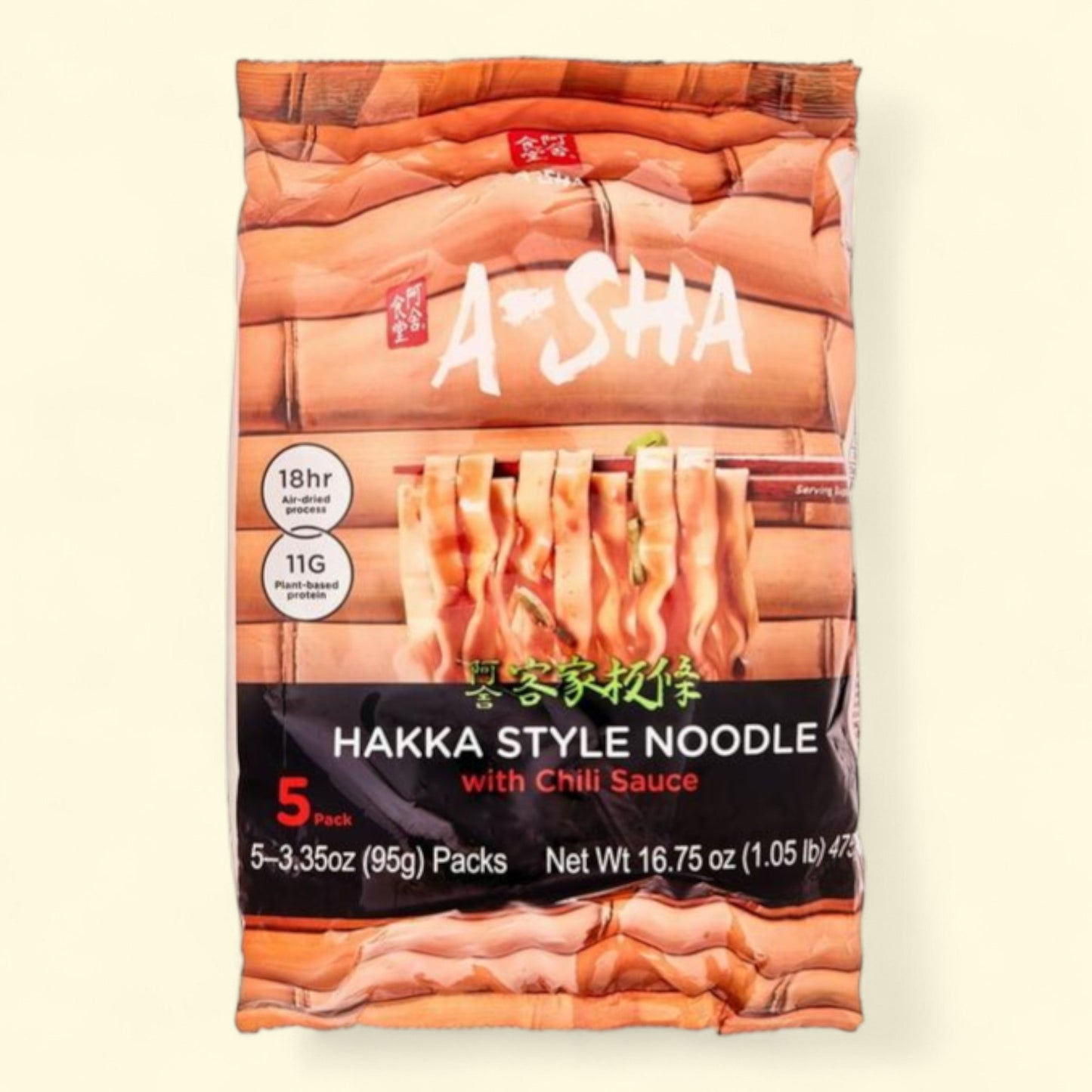 Asha Sichuan Chili Wide Hakka Ramen Noodles, 3.35 oz, 5 Ct