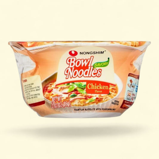 Nongshim Bowl Noodle Savory Chicken Ramyun, 3.03oz x 12 Count