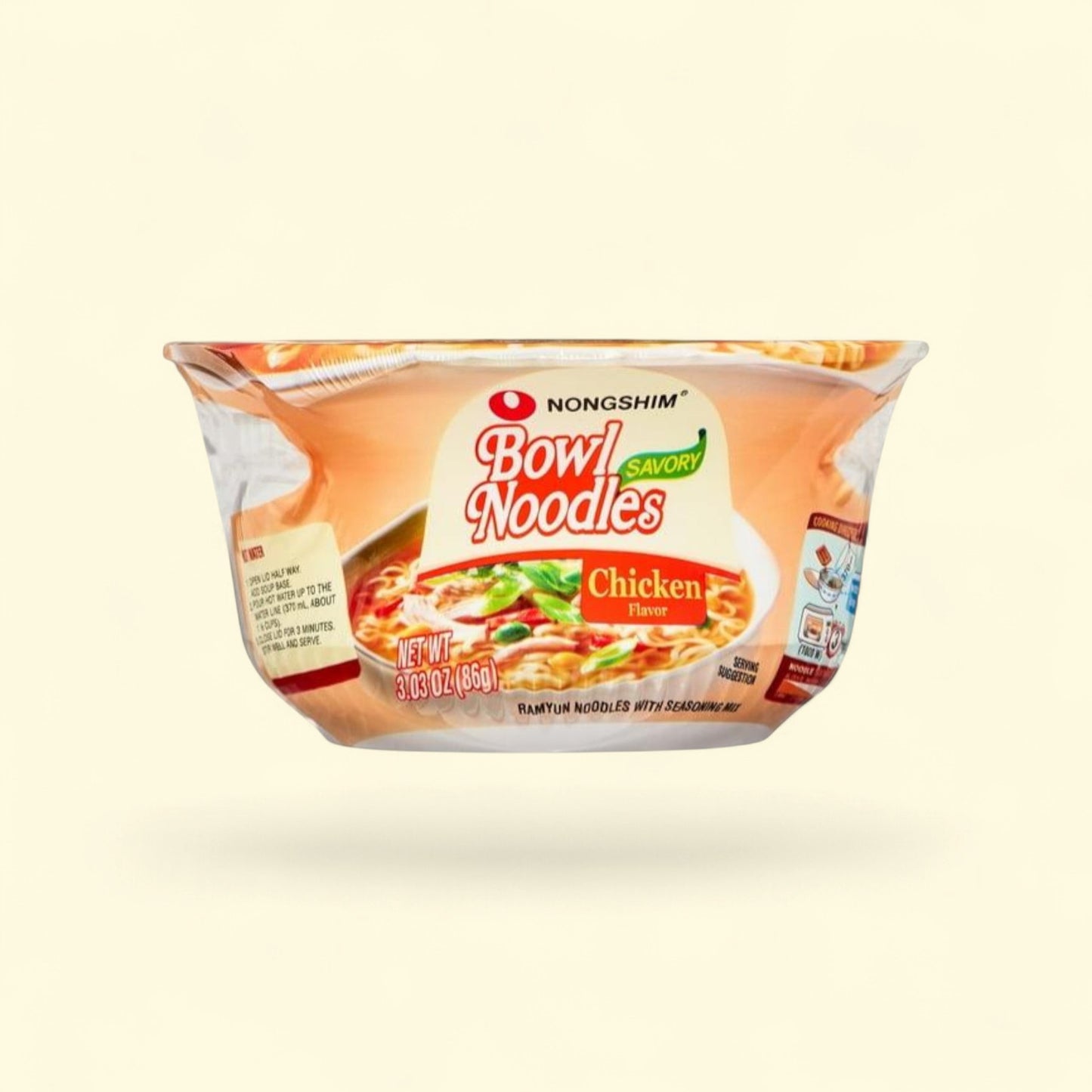 Nongshim Bowl Noodle Savory Chicken Ramyun, 3.03oz x 12 Count — authentic US product shipped worldwide by Treatspree
