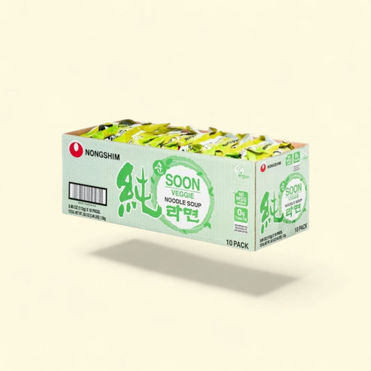 Nongshim Soon Veggie Ramen Noodle Soup, 3.95oz x 10 Count — authentic US product shipped worldwide by Treatspree
